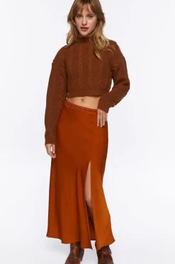 Cropped Cable Knit Sweater