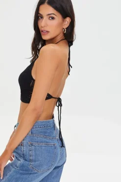 Cropped Crochet Halter Top