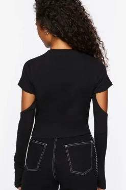 Cropped Cutout-Sleeve Baby Tee