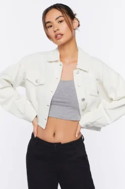 Cropped Frayed Corduroy Jacket