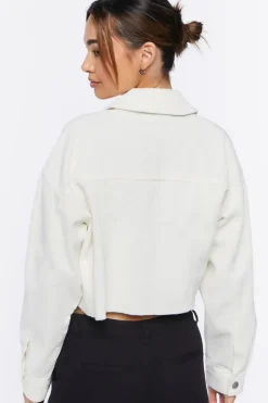 Cropped Frayed Corduroy Jacket