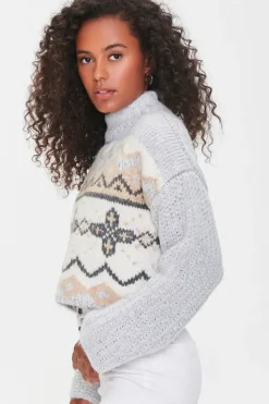 Cropped Geo Print Sweater
