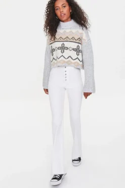 Cropped Geo Print Sweater