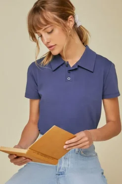 Cropped Jersey-Knit Polo Shirt