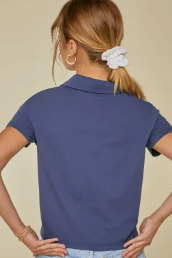Cropped Jersey-Knit Polo Shirt