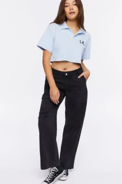 Cropped La Graphic Polo Shirt