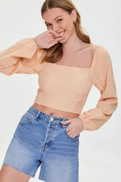 Cropped Peasant Top