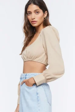 Cropped Peasant Top
