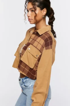Cropped Plaid Corduroy Shacket