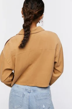 Cropped Plaid Corduroy Shacket