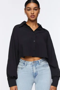 Cropped Poplin Shirt