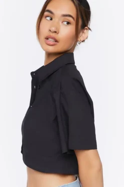 Cropped Poplin Shirt