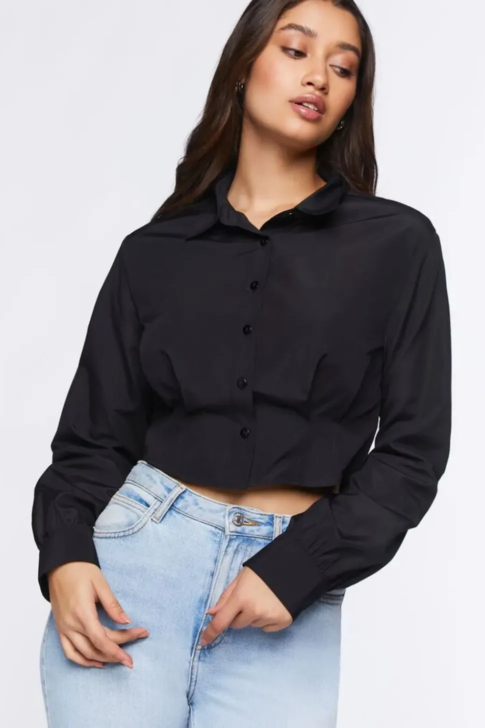 Cropped Poplin Shirt