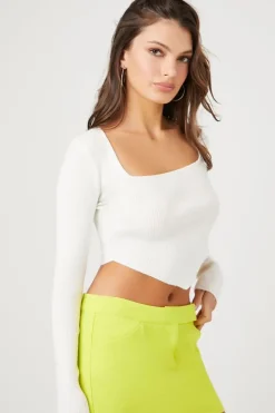 Cropped Rib-Knit Sweater