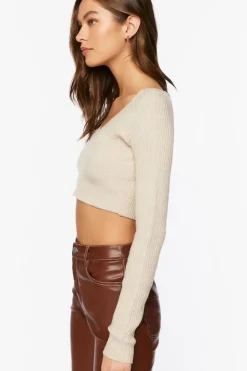 Cropped Rib-Knit Sweater