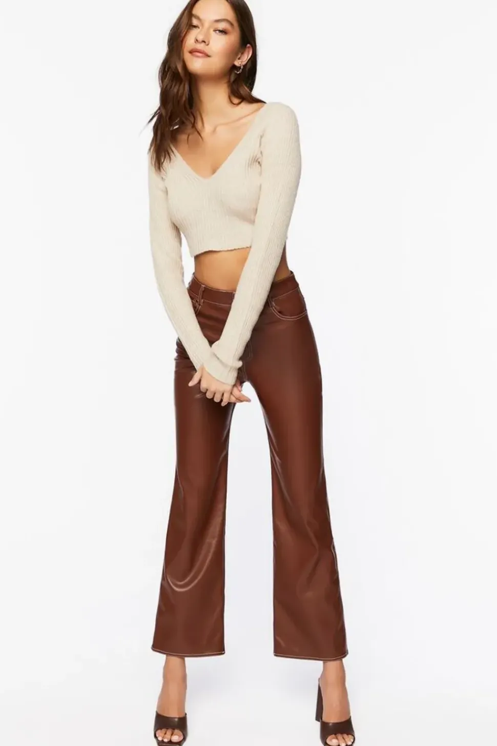 Cropped Rib-Knit Sweater