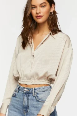 Cropped Satin Shirt