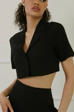 Cropped Shirt & Mini Skirt Set