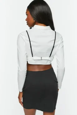 Cropped Shirt & Suspender Combo Dress