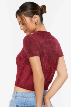 Cropped Sweater-Knit Shirt