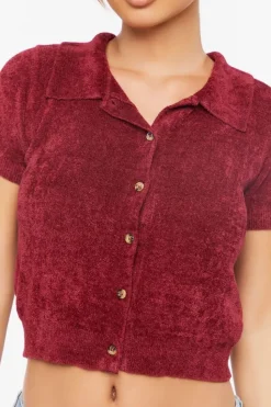 Cropped Sweater-Knit Shirt