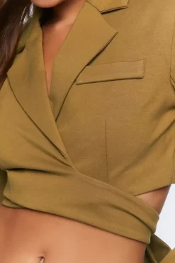 Cropped Tie-Back Blazer Top