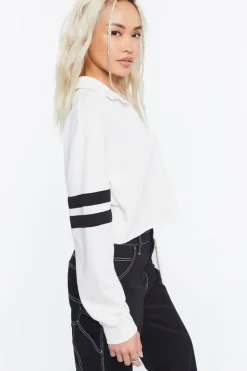 Cropped Varsity-Striped Pullover