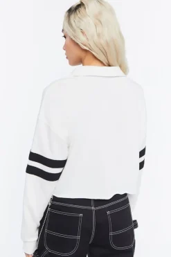 Cropped Varsity-Striped Pullover