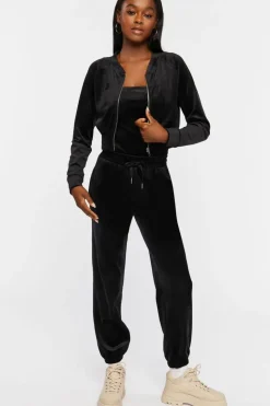 Cropped Velvet Zip-Up Jacket