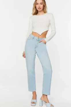 Cropped V-Hem Sweater