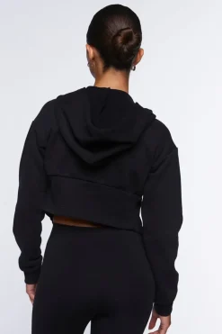 Cropped V-Hem Zip-Up Hoodie