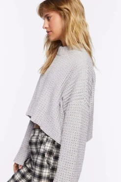 Cropped Waffle Knit Sweater