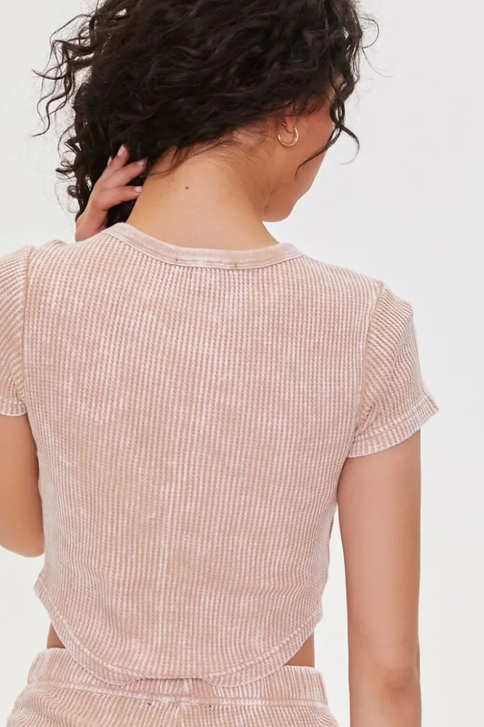 Cropped Waffle Knit Tee