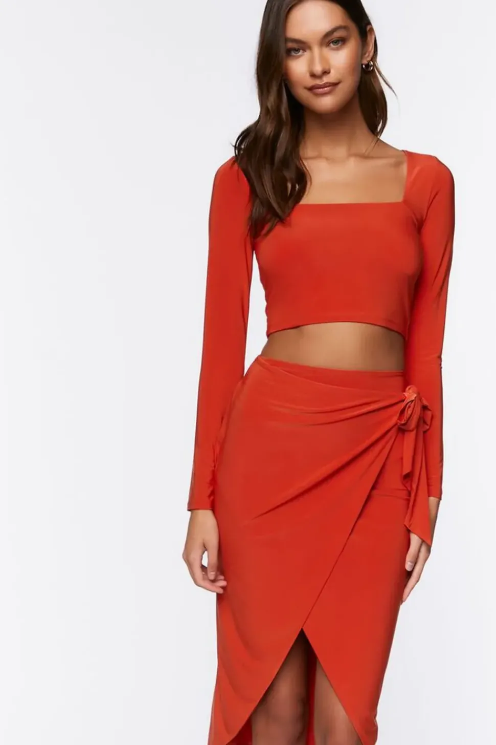 Crop Top & Wrap Midi Skirt Set