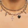 Cross Charm Choker Necklace Set