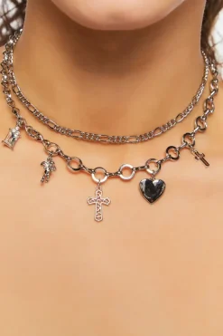 Cross Charm Choker Necklace Set