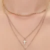 Cross Charm Layered Necklace