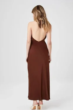 Crossover Halter Midi Dress