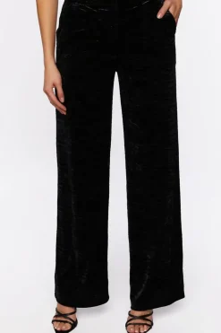 Crushed Velvet Mid-Rise Pants