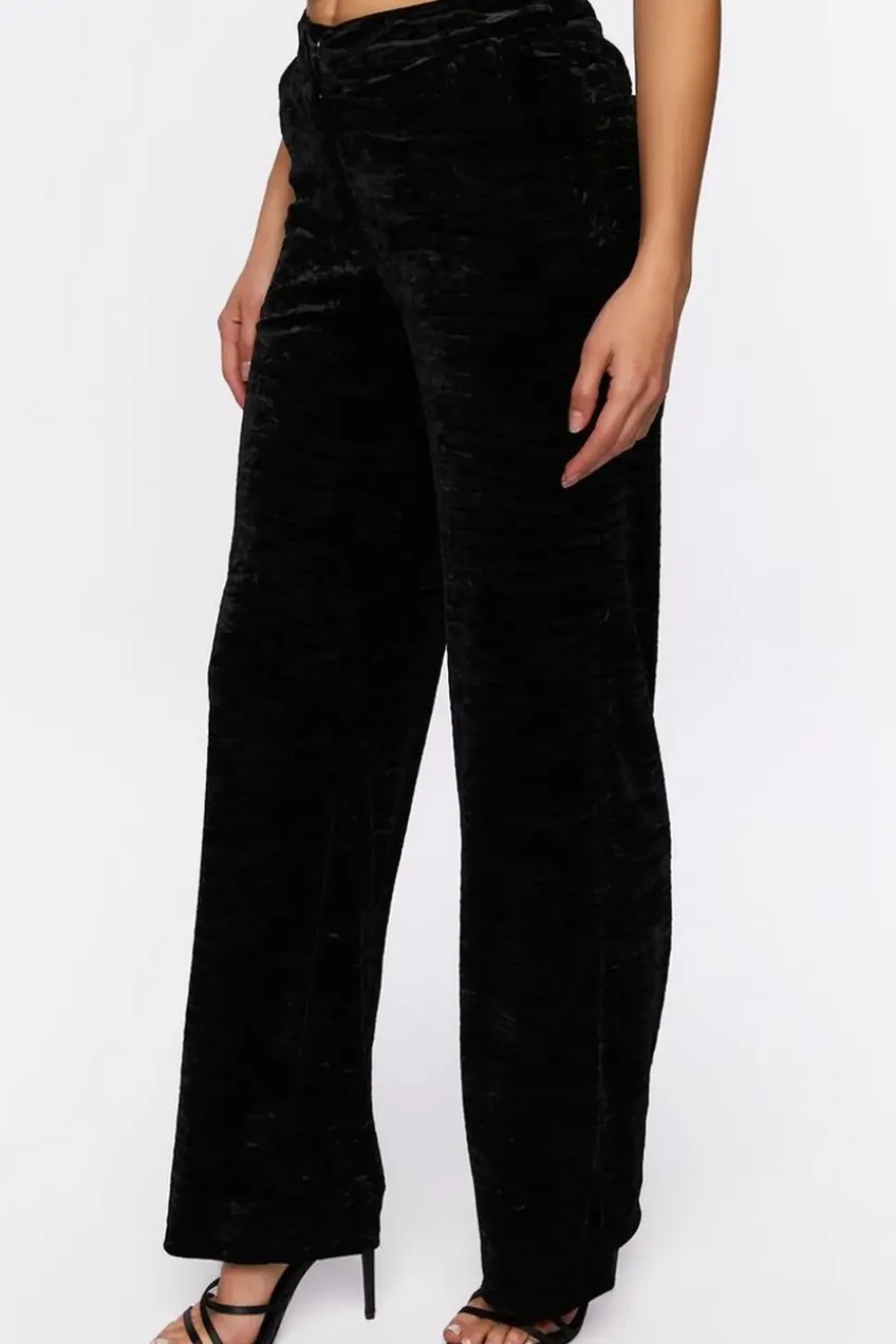 Crushed Velvet Mid-Rise Pants