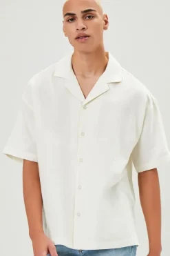 Cuban Collar Linen-Blend Shirt