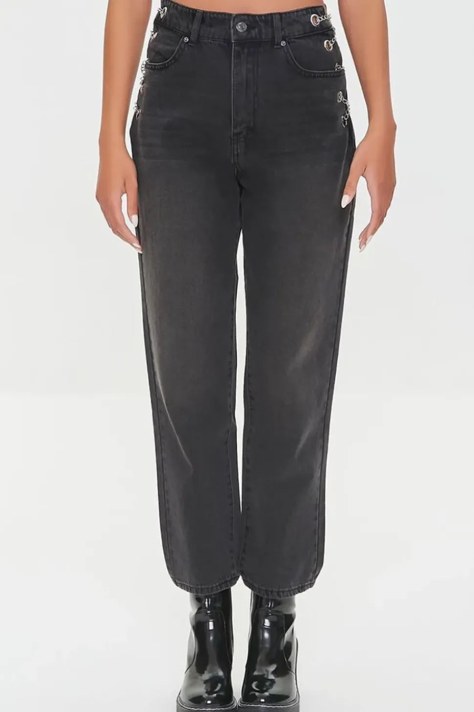 Curb Chain High-Rise Jeans