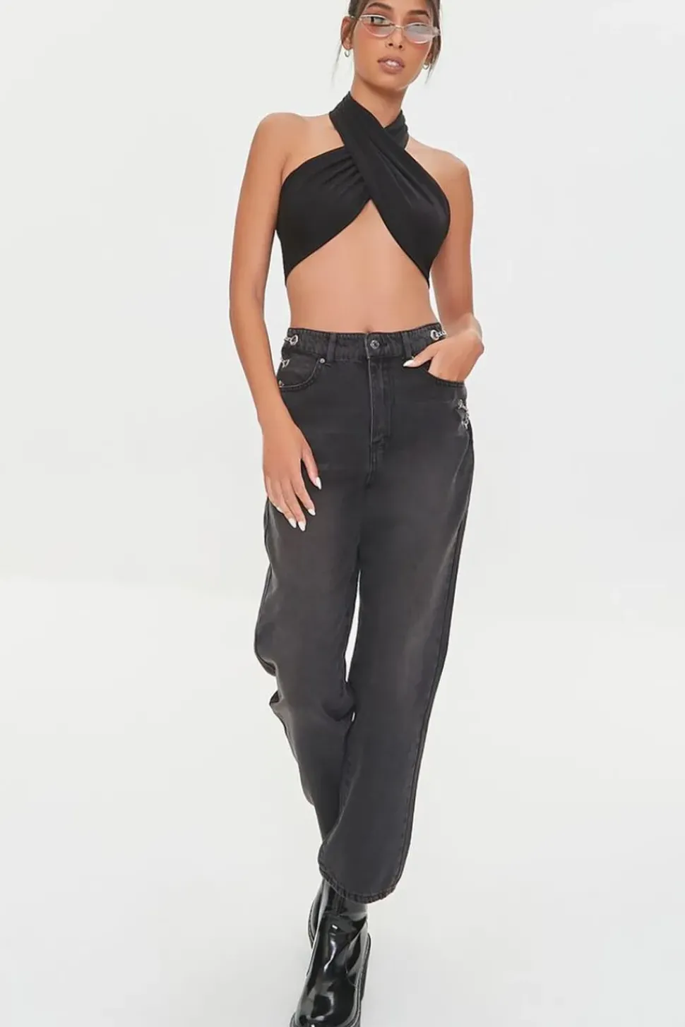 Curb Chain High-Rise Jeans