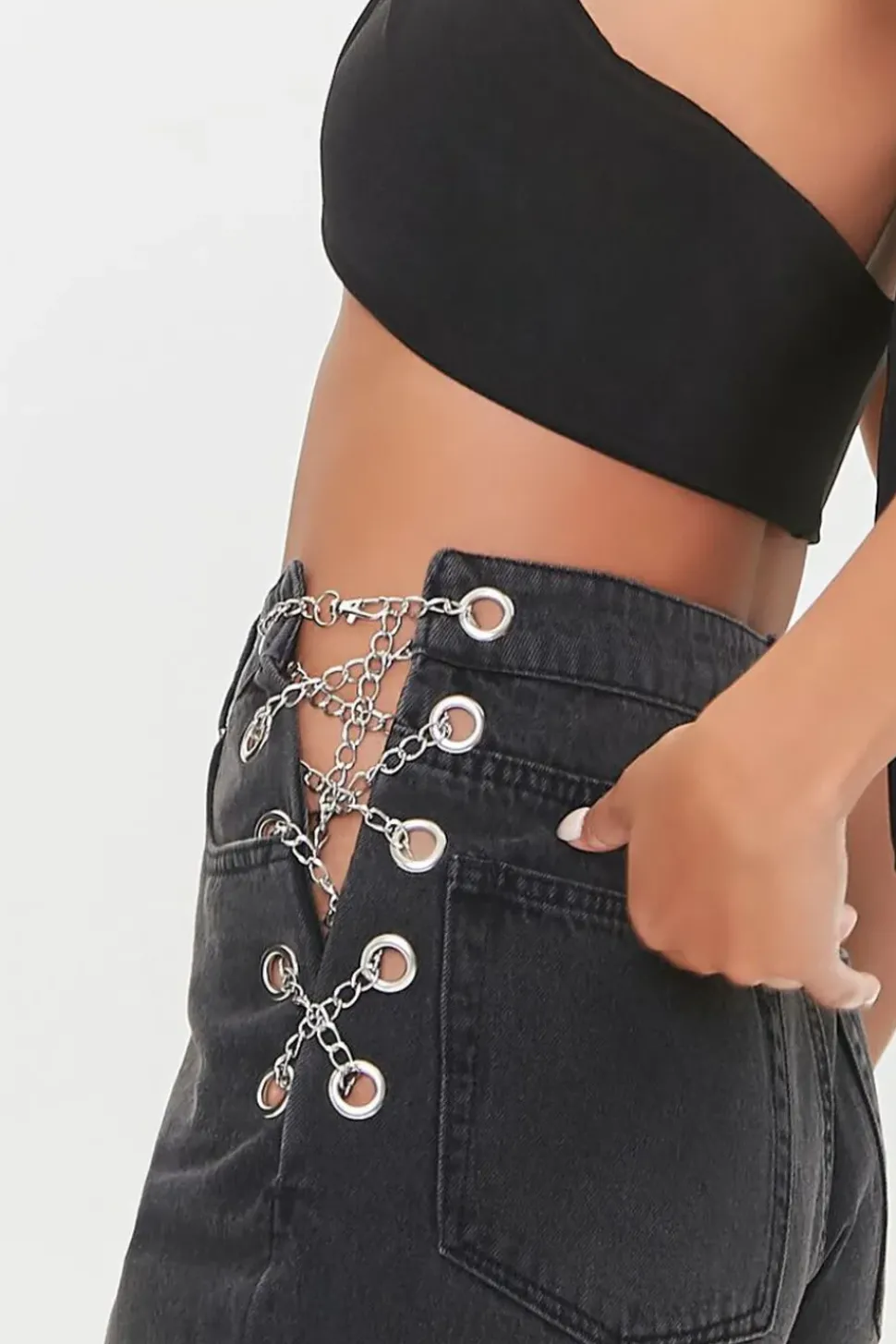 Curb Chain High-Rise Jeans