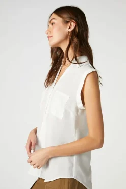 Curved-Hem Patch Pocket Top