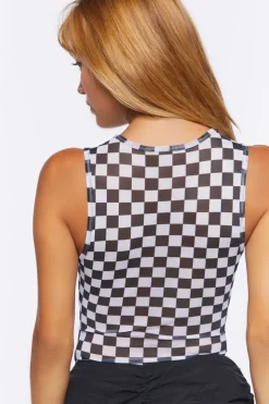 Cutout Checkered Bodysuit