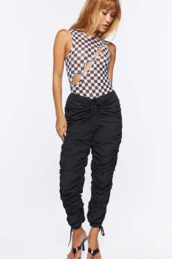 Cutout Checkered Bodysuit