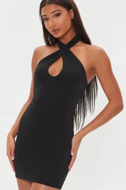 Cutout Crisscross Halter Dress