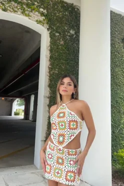 Cutout Crochet Mini Dress