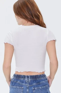 Cutout Floral Cropped Tee